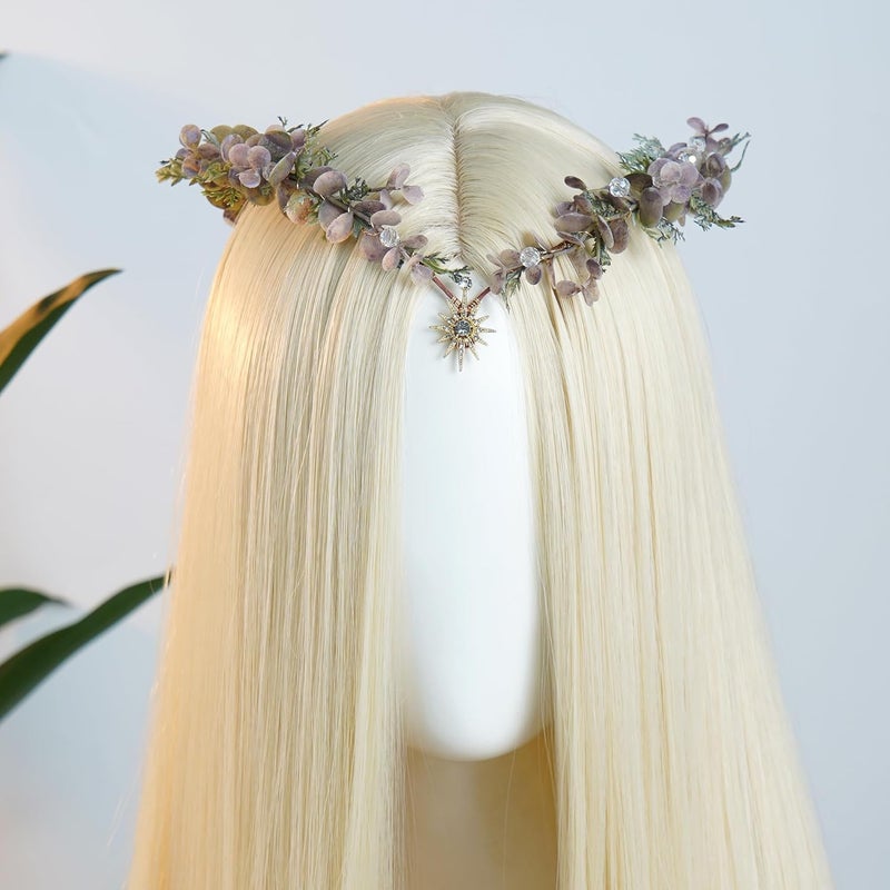 MOSTORY Woodland Flower Fairy Crown - Forest Elf Crown Circlet for Renaissance Accessories Women Fairycore Renfaire Cosplay - Image 2